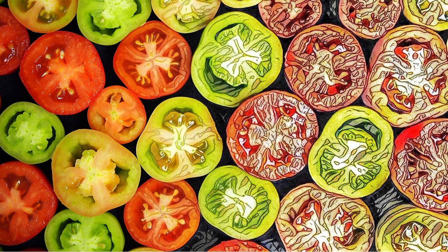 Photograph of sliced tomatoes