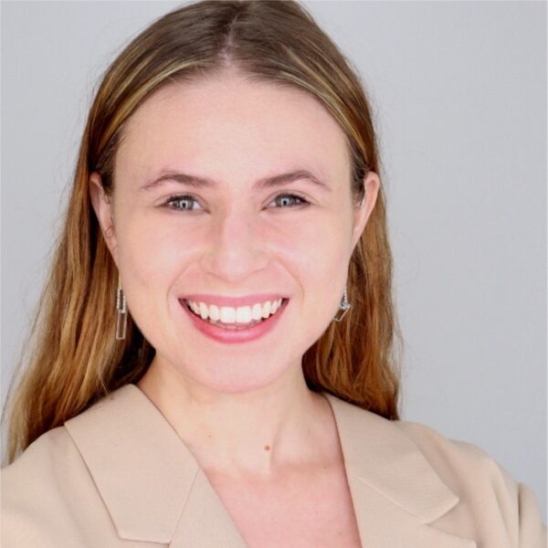 woman with blonde hair smiling