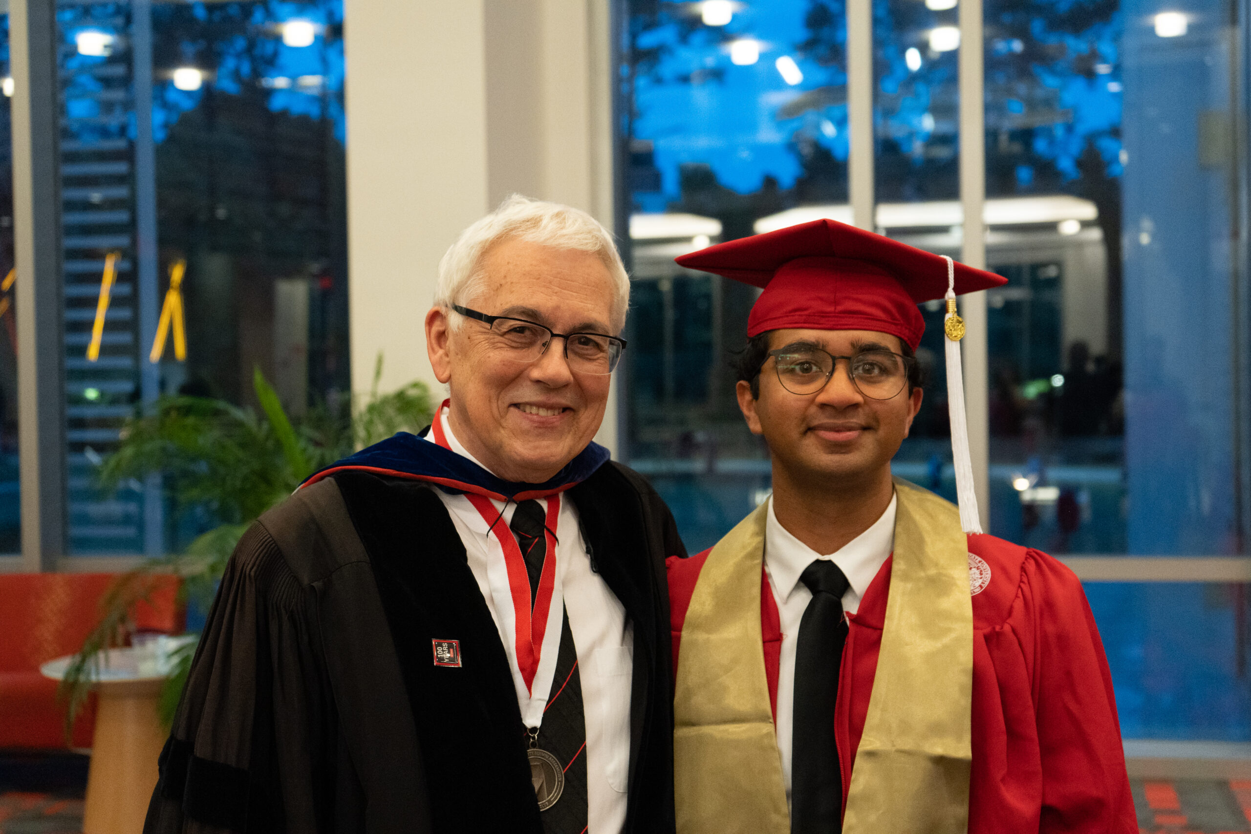 Prof. Westmoreland and Hrishikesh Ram at the CBE Graduation Ceremony.