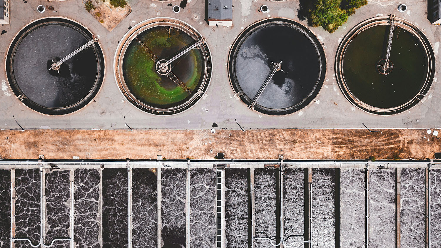Photo Credit: Ivan Bandura. Aerial view of a wastewater treatment plant