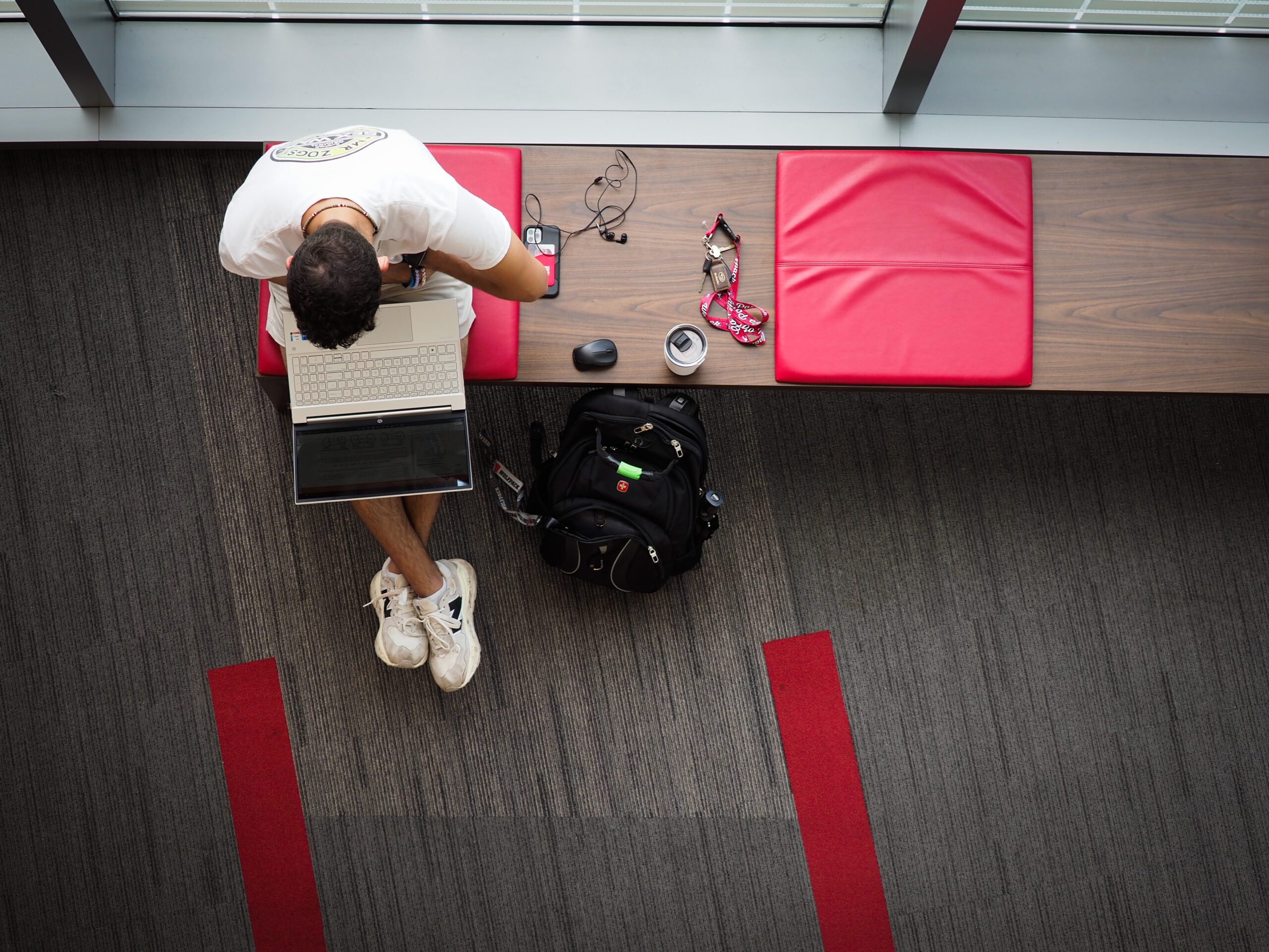 A student uses a laptop computer while studying at Talley on the first day of classes. Photo by Marc Hall