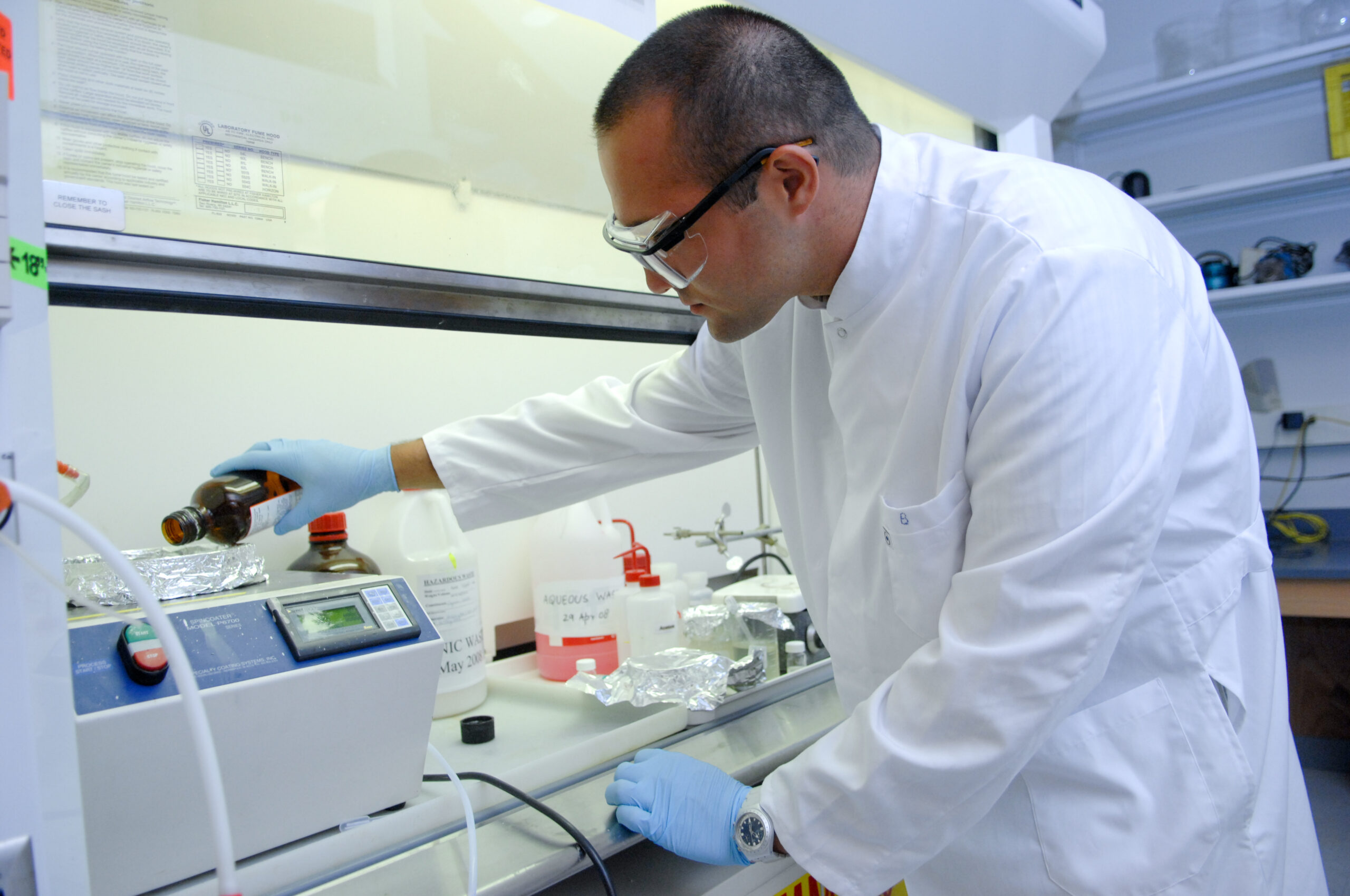 In one of many labs researchers work on new experiments...By Becky Kirkland